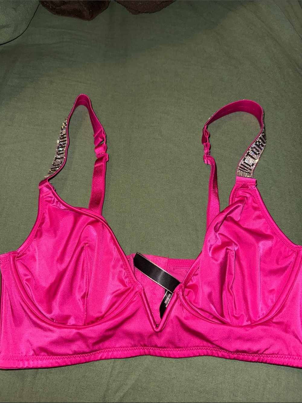 Hot pink Victoria’s Secret rhinestone bra size LARGE